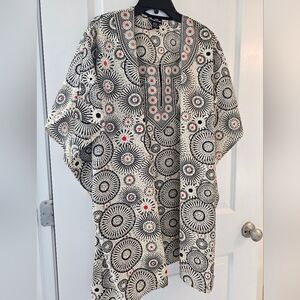 One Size Fits All Good Times black, cream, orange tunic dress cover up Beach